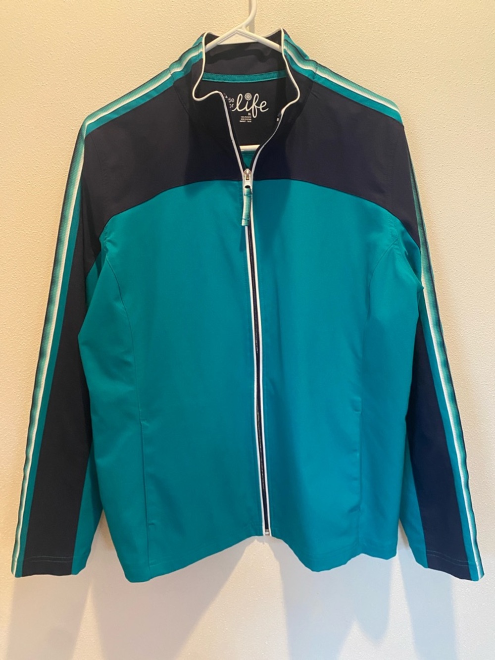 Made for Life - Teal and Navy Zip-Front Women's Jacket - XL